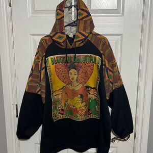 🔥🔥 True Vintage BLACK IS BEAUTIFUL Aztec Southwest Graphic Hoodie - RARE Piece